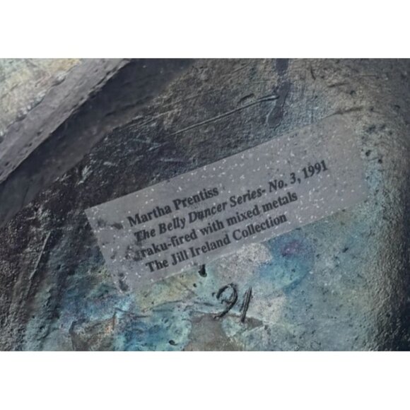 OOAK Raku Pottery Brass Art Vase Belly Dancer Series by Martha Prentiss 10"x8.5" - Picture 7 of 7